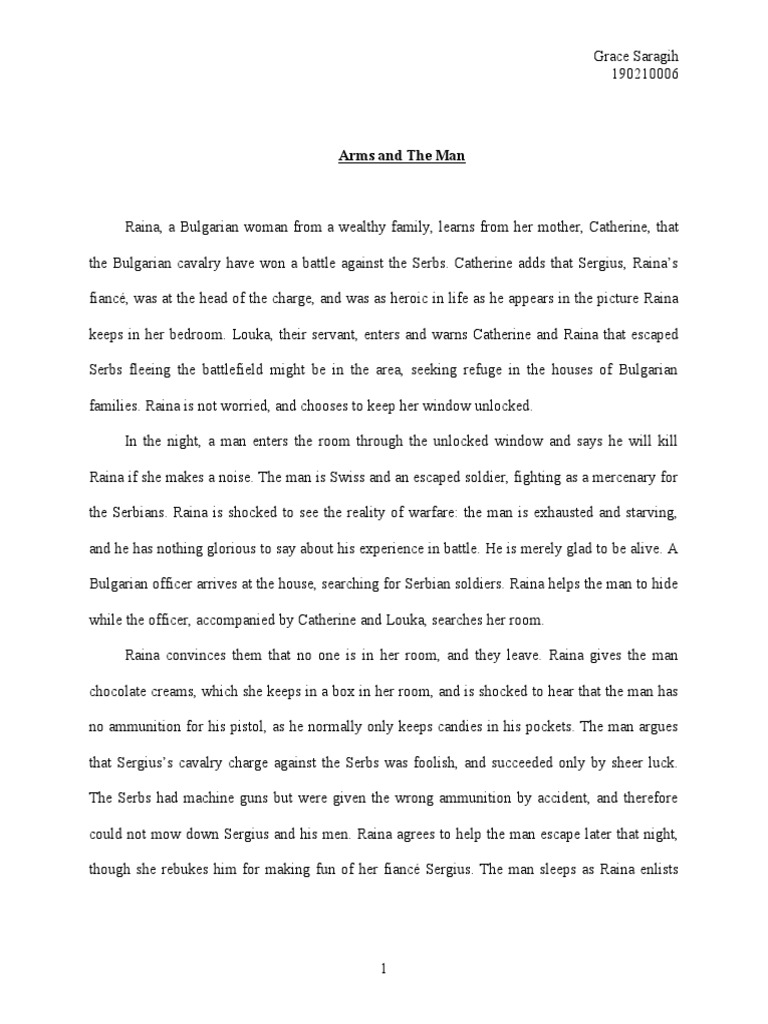 Arms and The Man Summary PDF Violence Armed Conflict