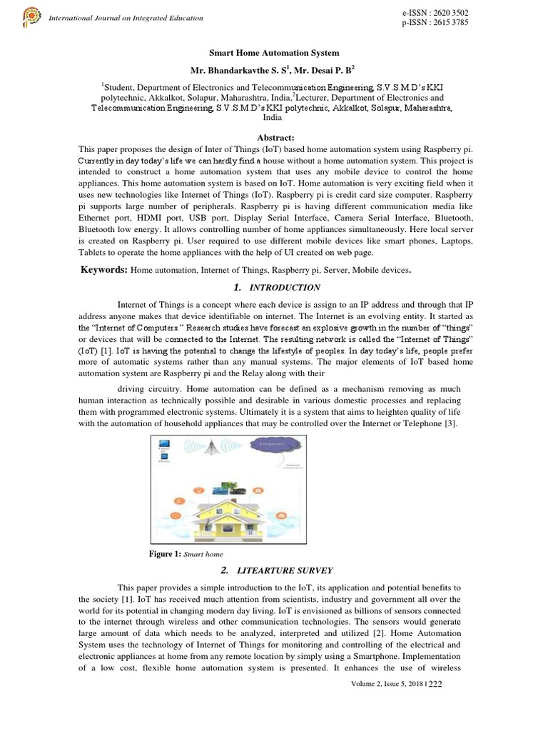 IoT-Based Smart Home Automation | PDF | Raspberry Pi | Internet Of Things