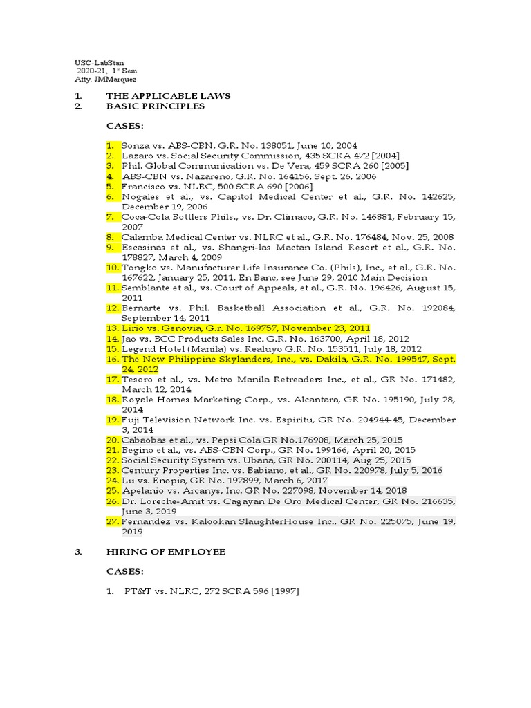 List of Cases For Digests | PDF | Philippines | Business
