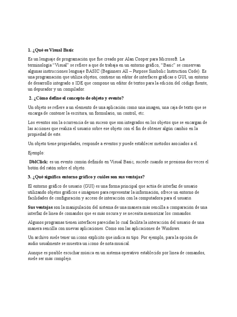 Taller1 Visual Basic | PDF | Interfaces gráficas de usuario | Básico