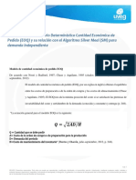 Modelo de Inventario Determinístico EOQ y Su Relación Con El Algoritmo Silver Meal (SM) para Demanda Independiente