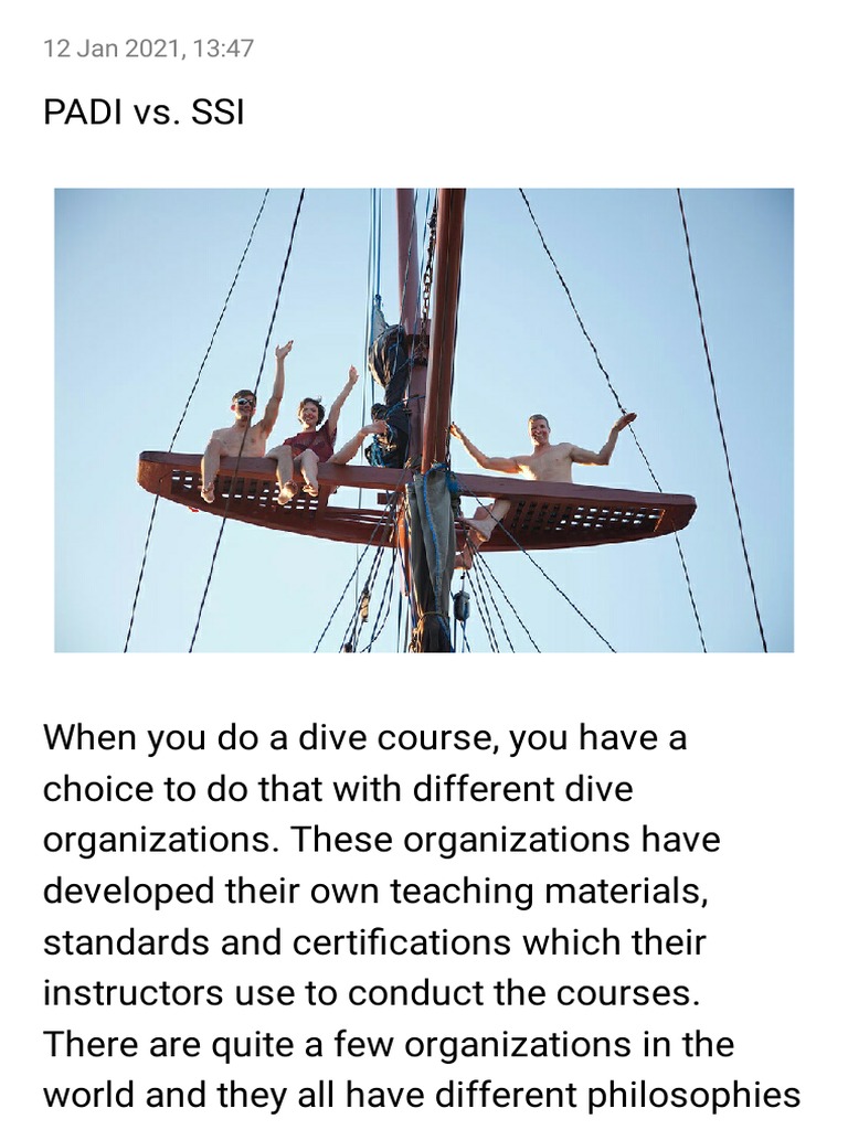 Difference Between PADI and SSI PDF Scuba Diving Underwater Diving