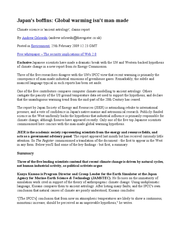 Japanese Science Panel Rebukes West's AGW | PDF | Global Warming ...