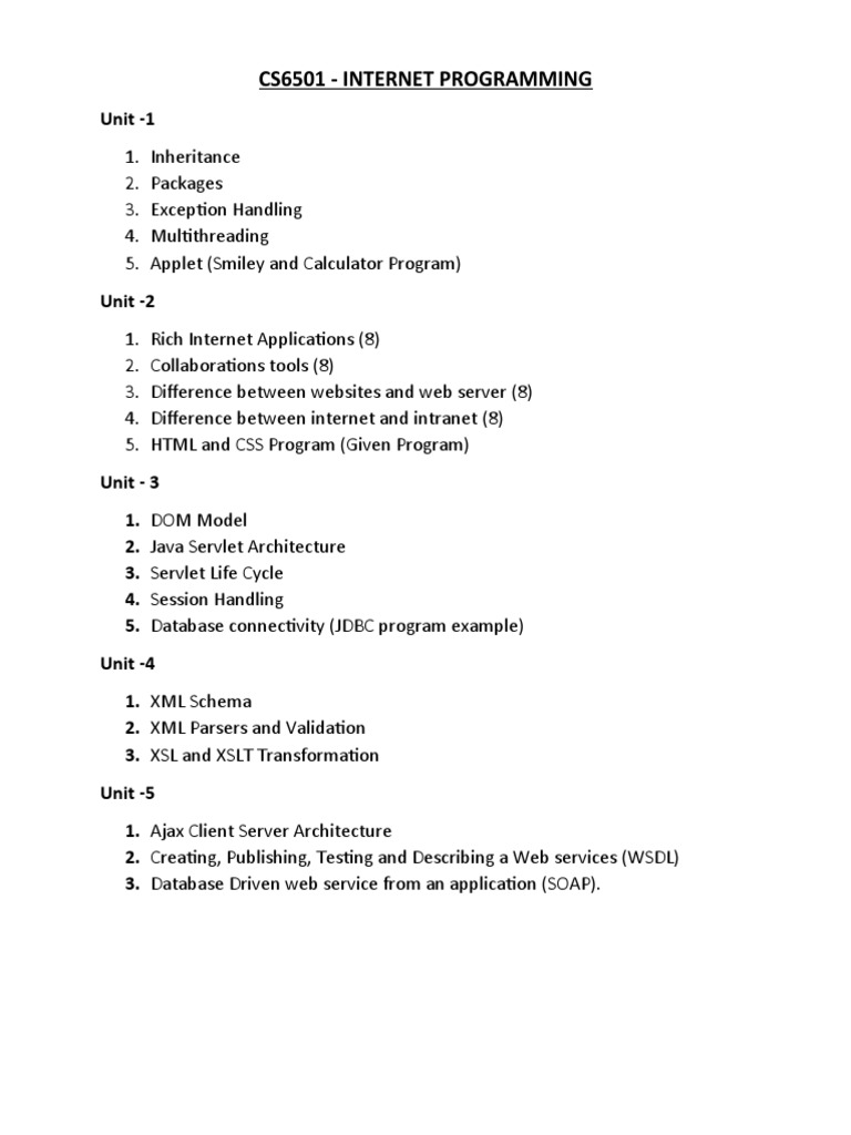 Cs6501 - Internet Programming | PDF | Inheritance (Object Oriented ...