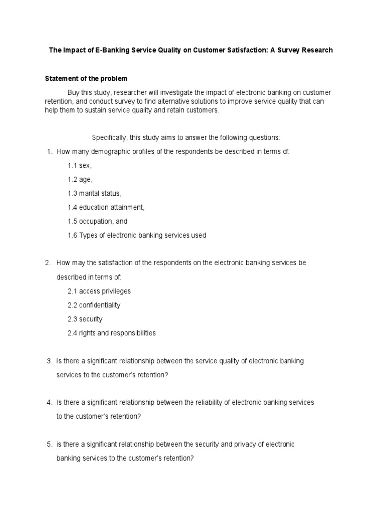 E-Banking Quality and Customer Satisfaction | PDF | Online Banking ...