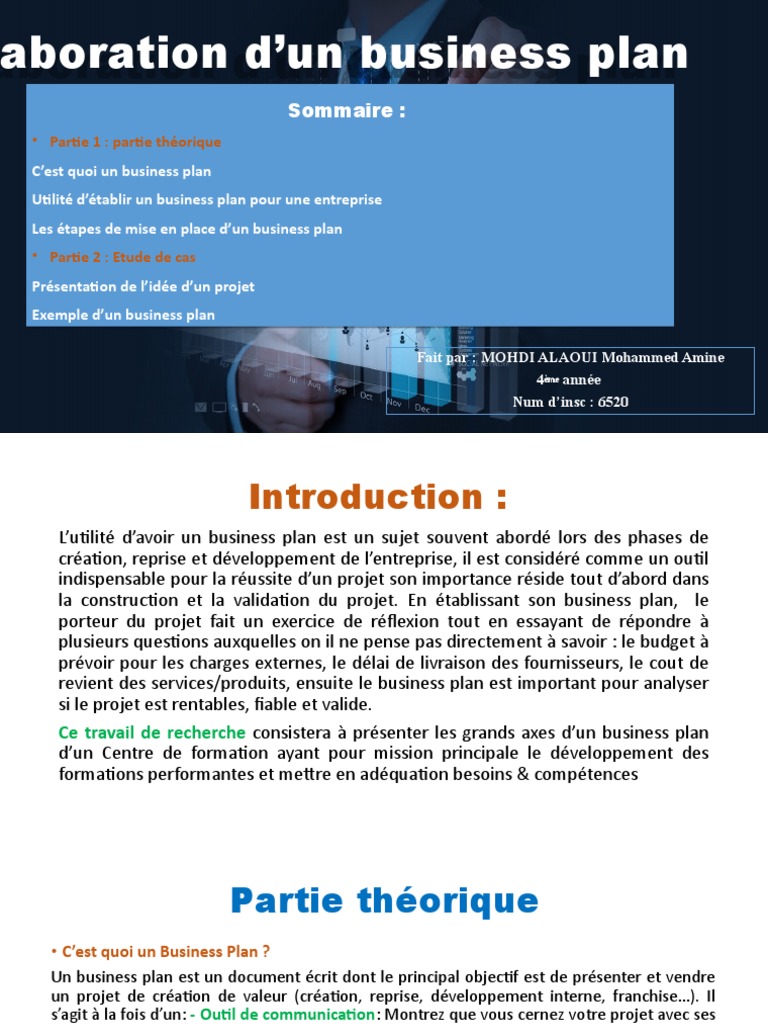 Exemple De Business Plan Reprise D entreprise Pdf Elaboration D'un Business Plan | PDF | Plan d'affaires | Sociétés