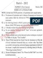 Punjab University English MA Part 1 Past Paper 2012 American Literature