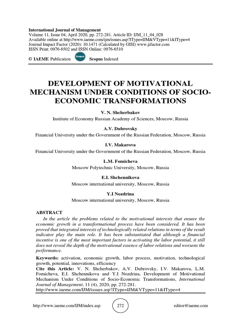 Motivational Mechanisms in Economic Growth | PDF | Economic Growth ...