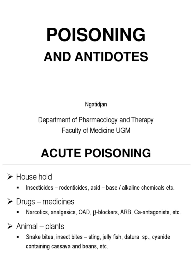 Acute Poisoning Diagnosis and Treatment | PDF | Hypoxia (Medical) | Poison
