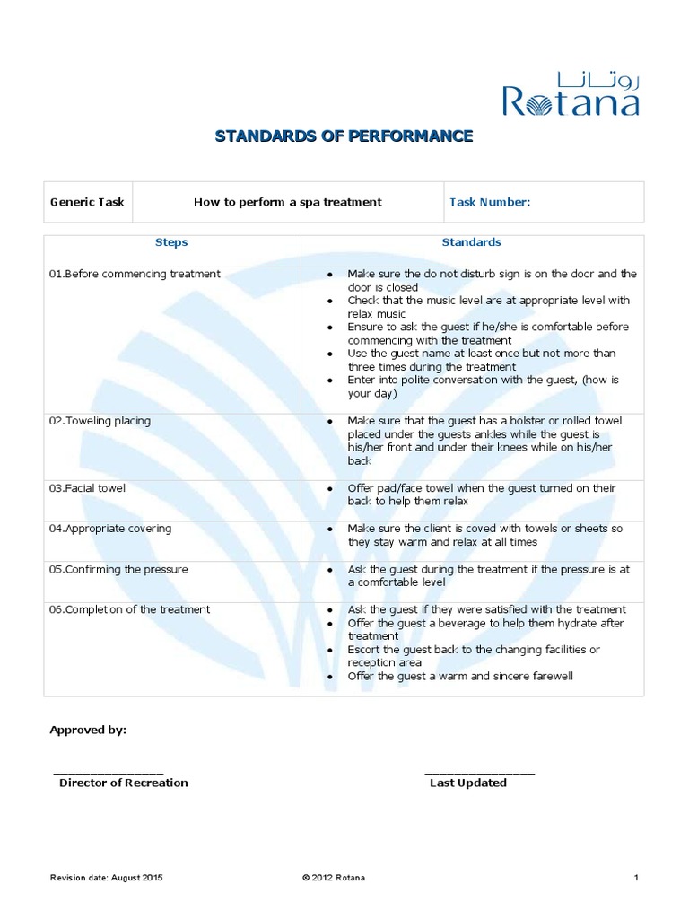REC-MSS 008 How To Preform A Spa Treatment | PDF