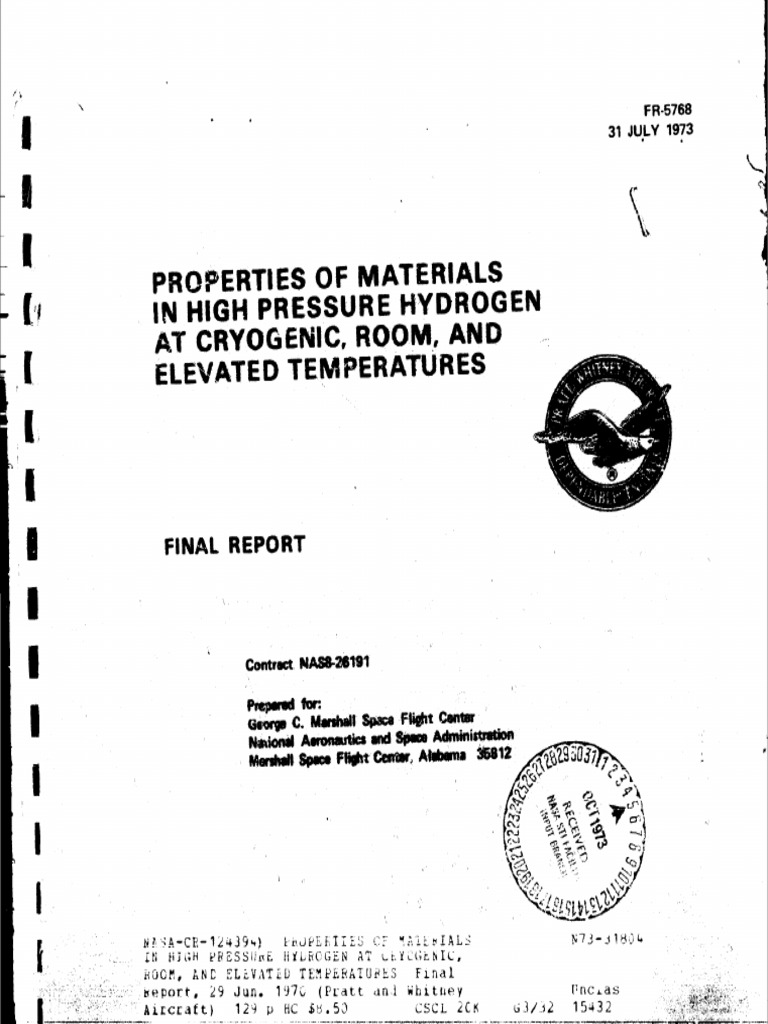 Properties of Materials in High Pressure Hydrogen at Cryogenic, Room ...