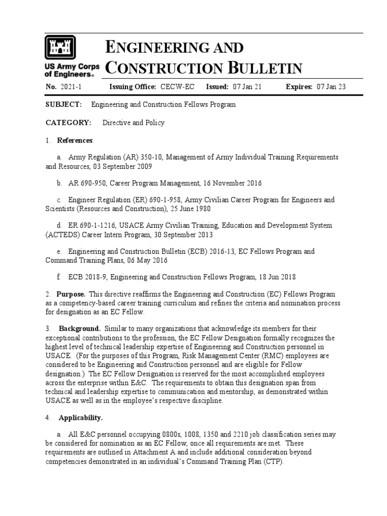 Ngineering and Onstruction Ulletin | PDF | United States Army Corps Of ...