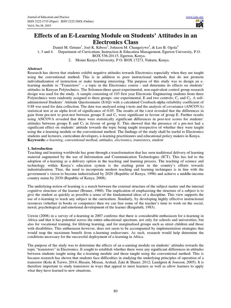 Effects of An ELearning Module On Students' Attitudes in An