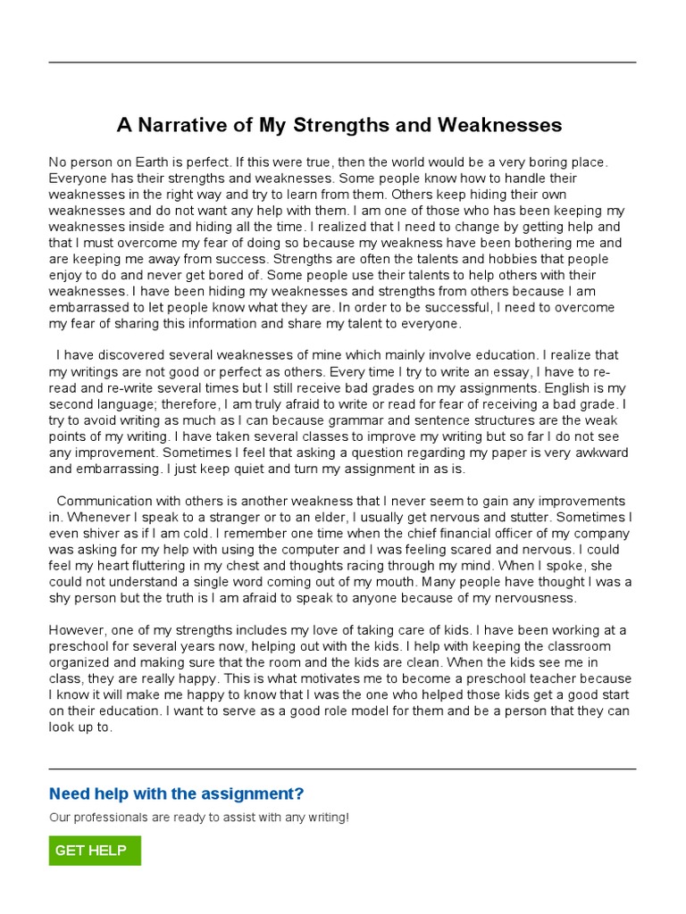 My Strengths and Weaknesses as a Student | PDF | Preschool