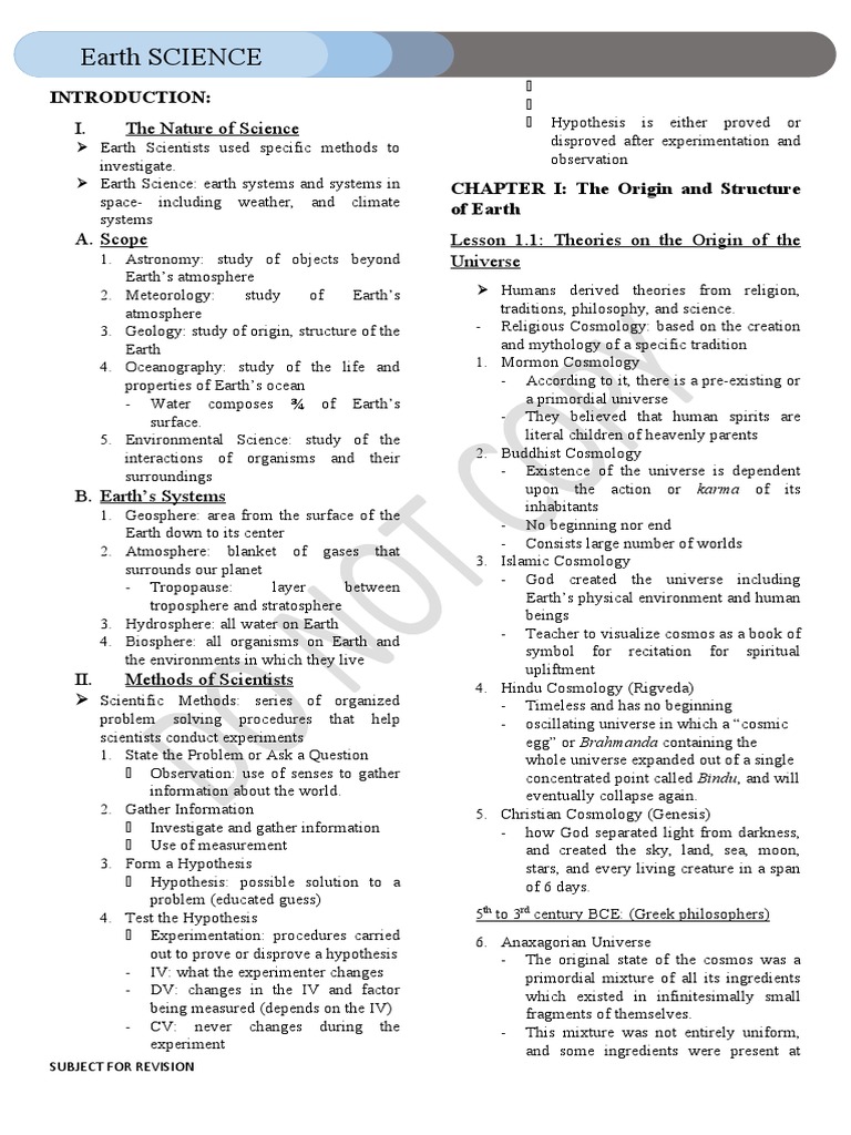 Lesson 1-1.2 Earth Science | PDF | Universe | Big Bang