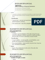 Classification of Elements of Financial Statements