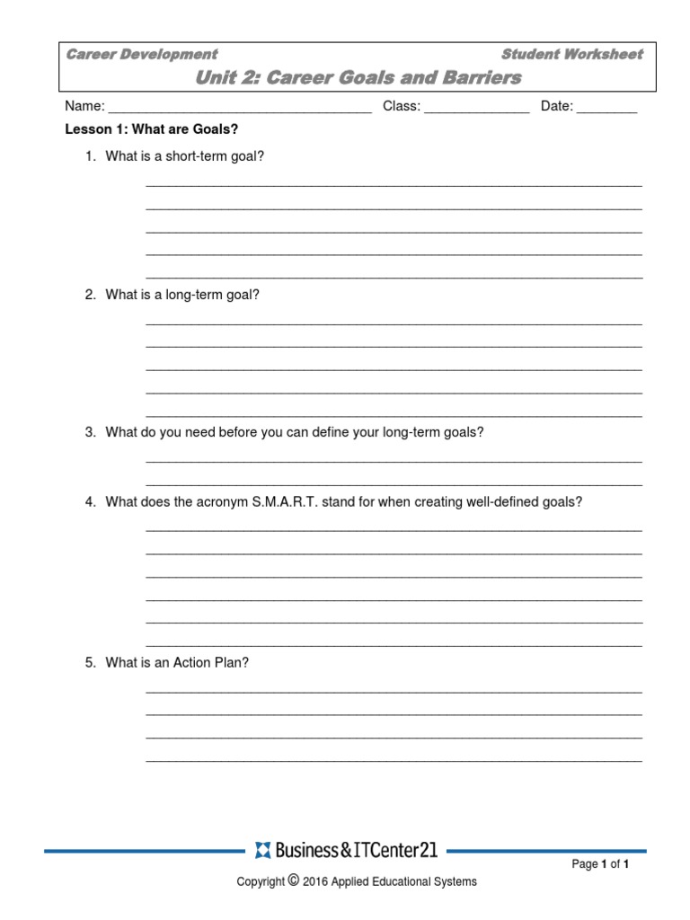 Bccareerdeve2-2016 Student Worksheet | PDF | Business