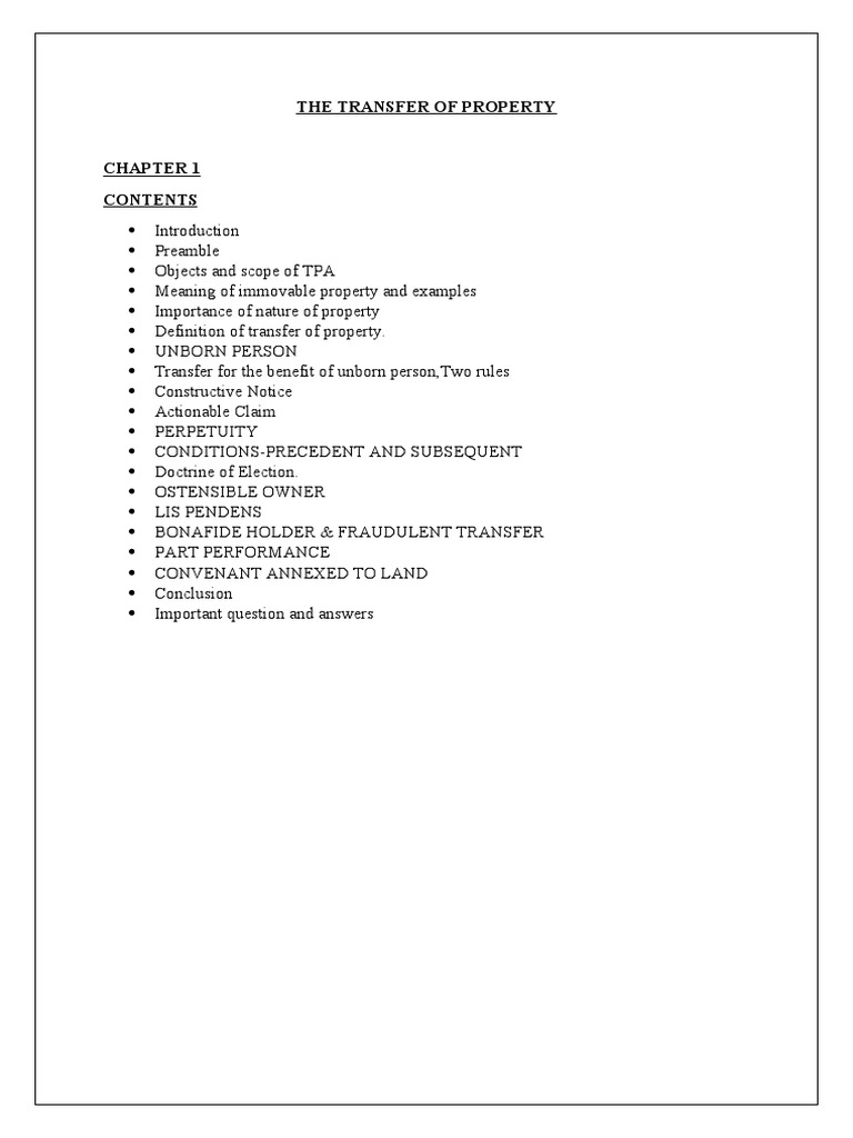 The Transfer of Property Notes | PDF | Mortgage Law | Deed