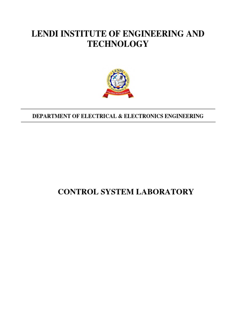 Control Systems Lab Manual PDF Control Theory Electric Motor