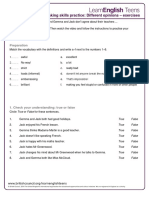 Speaking Skills Practice: Different Opinions - Exercises: Preparation