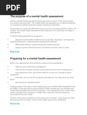 The Purpose of a Mental Health Assessment Dl5