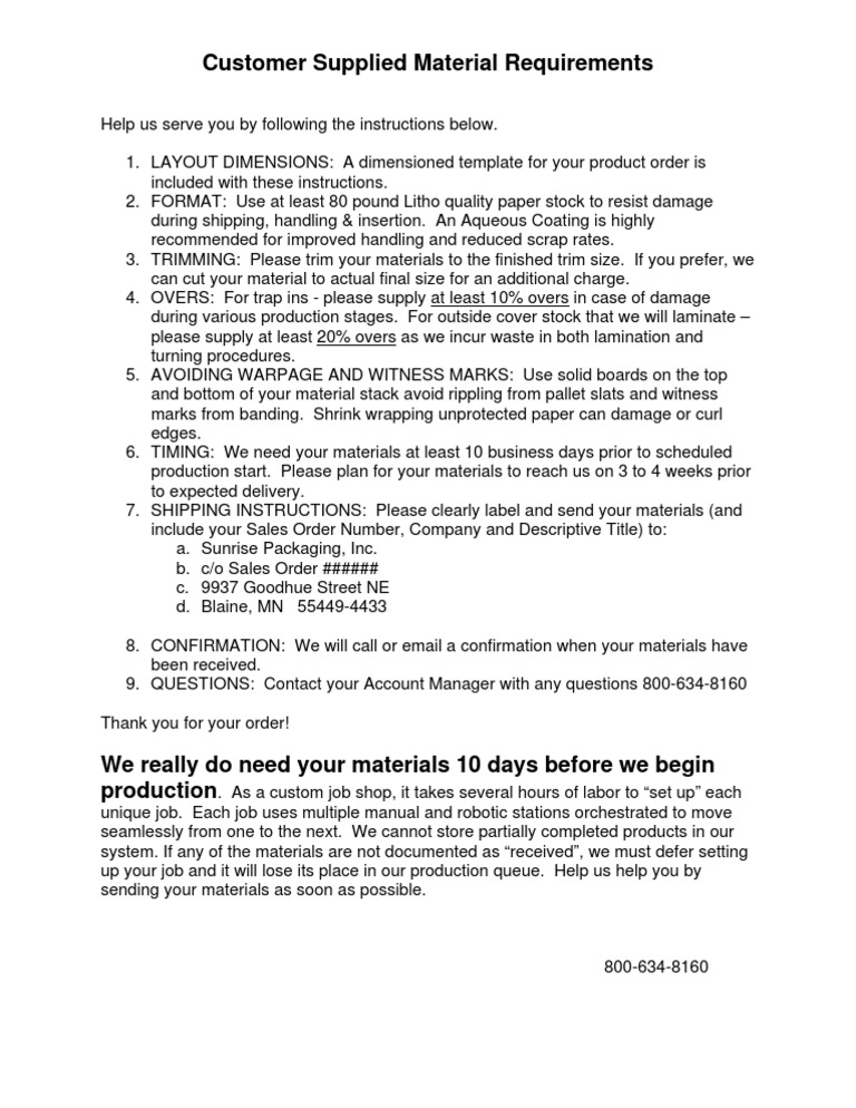 Customer Material Submission Guidelines | PDF