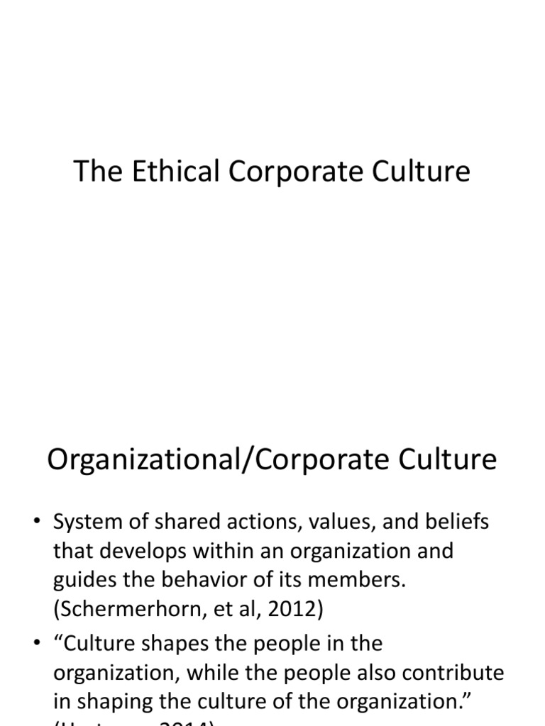 The Ethical Corporate Culture Pdf Organizational Culture Value