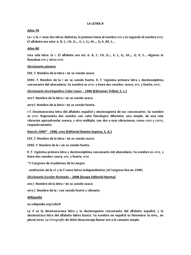Letra R | PDF | Alfabeto | Ortografía