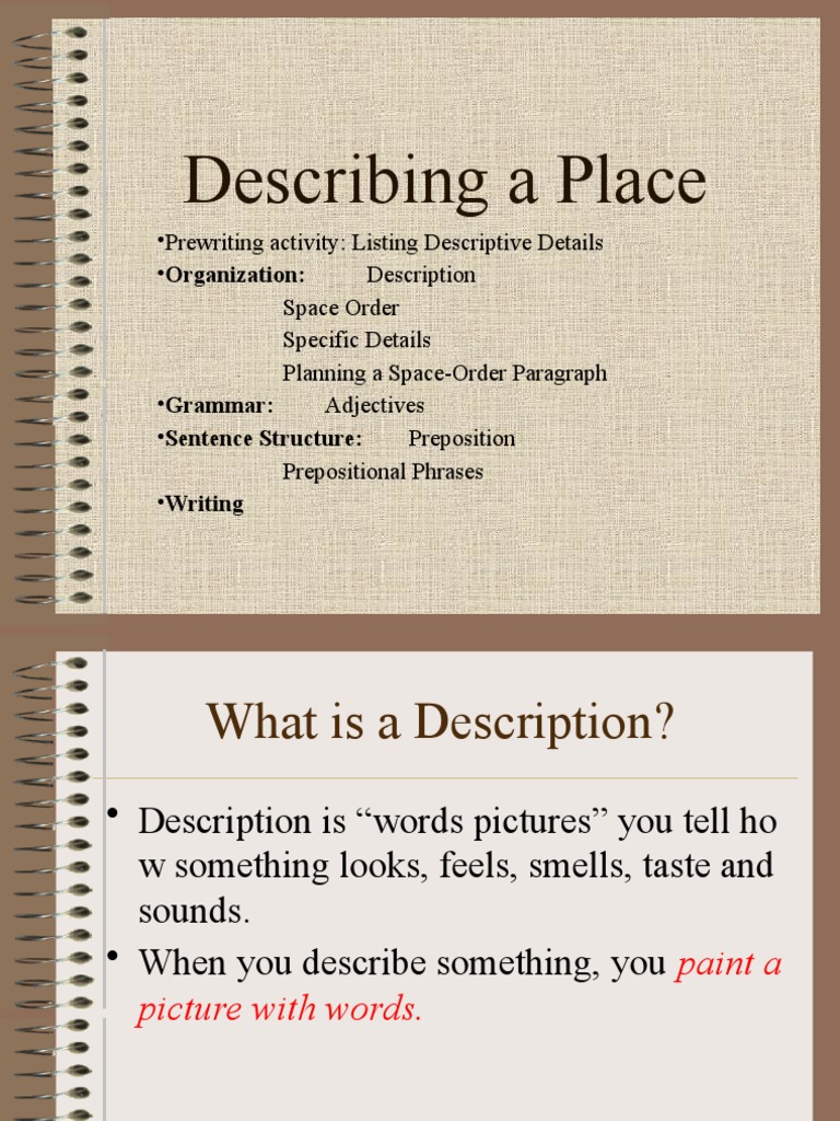 Writing Effective Place Descriptions | PDF | Adjective | Verb