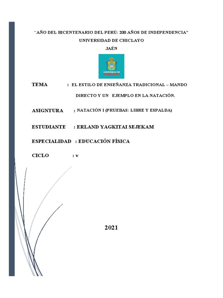 Mando Directo en Enseñanza de Natación | PDF | Maestros | La naturaleza ...