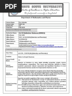 Department of Mathematics and Physics: Nstructor Epartment Nformation