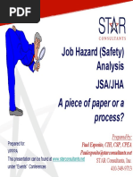 Job Hazard (Safety) Analysis Jsa/Jha: A Piece of Paper or A Process?