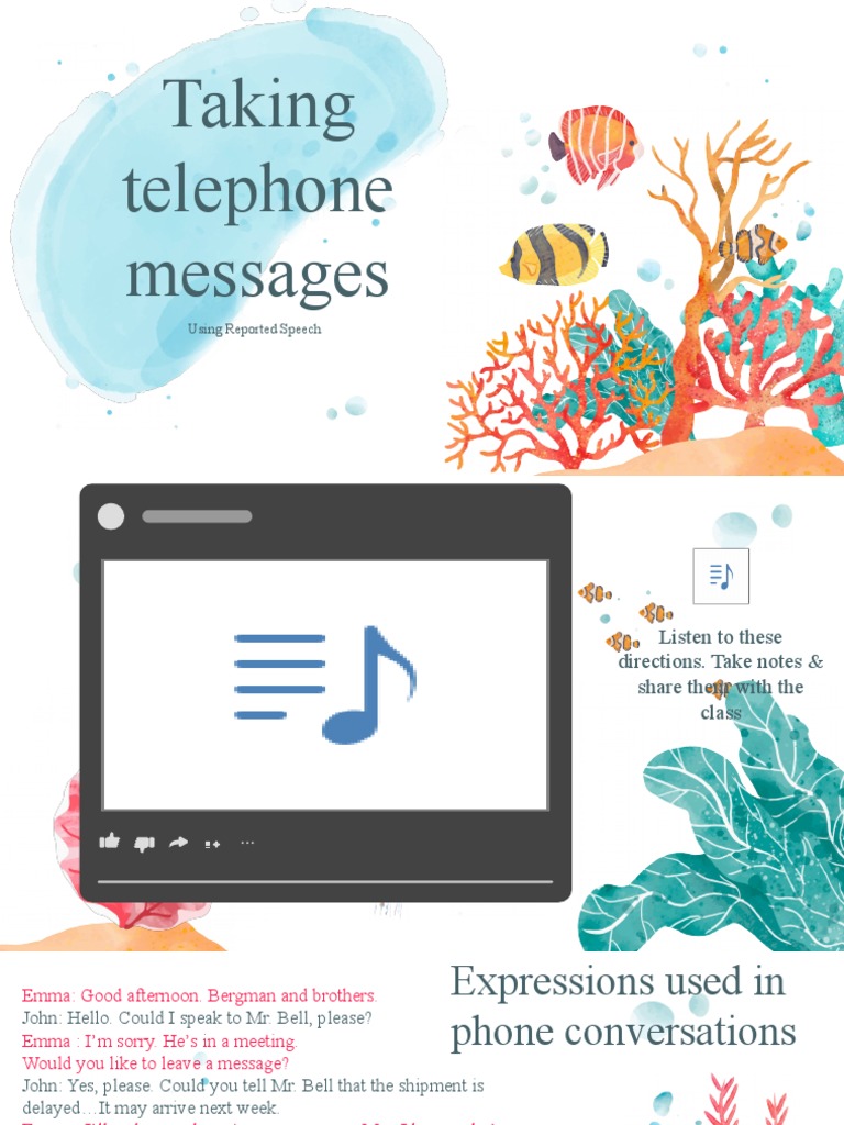 Taking Telephone Messages Using Reported Speech PDF