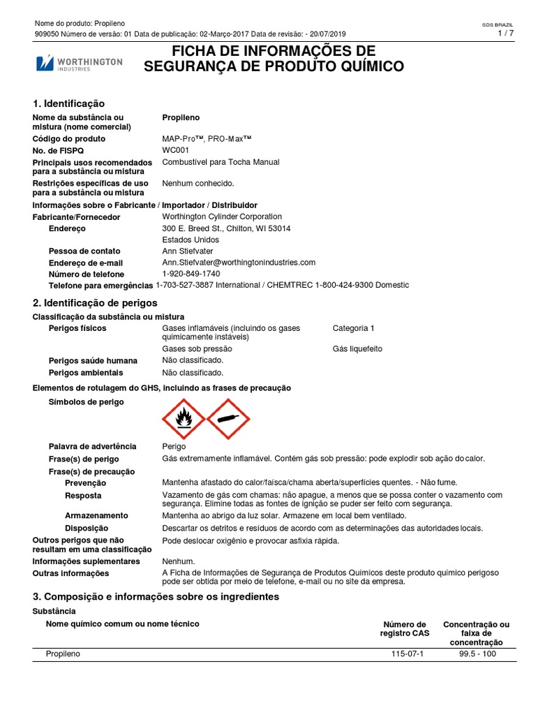 Fispq Gás Map Propileno Worthington PDF Vapor Oxigênio