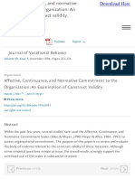 Affective, Continuance, and Normative Commitment To The Organization - An Examination of Construct Validity