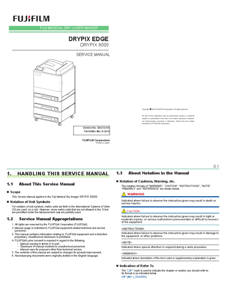 Fuji Drypix Edge Service Manual 01e Fujifilm Calibration