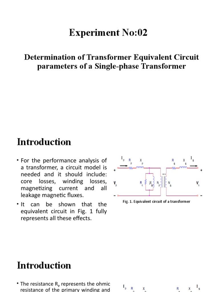 Determination of Transformer Equivalent Circuit Parameters of A Single ...