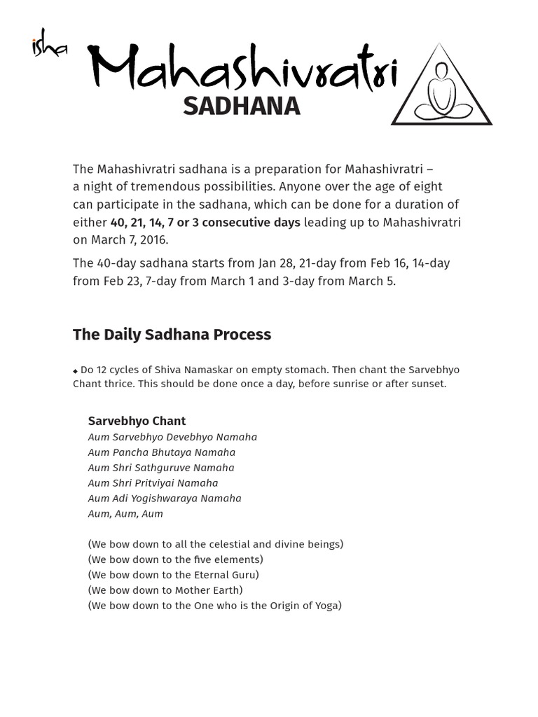 Sadhana: The Daily Sadhana Process | PDF | Hindu Behaviour And ...