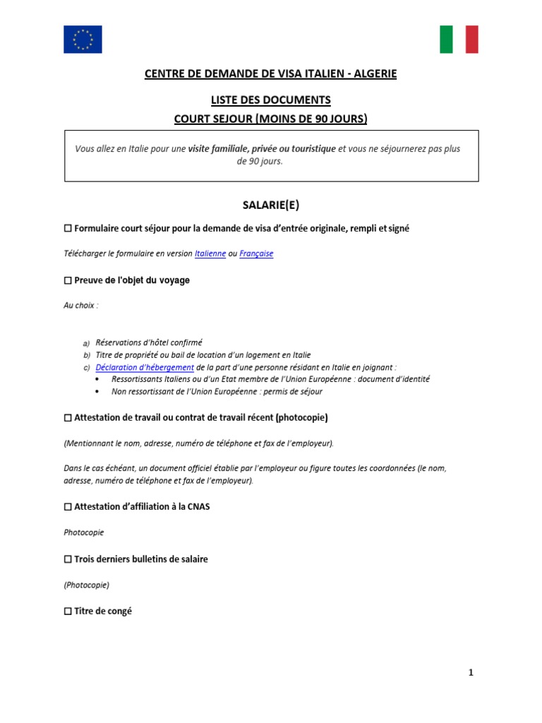 Visite Famille Privee Visa Document Passeport