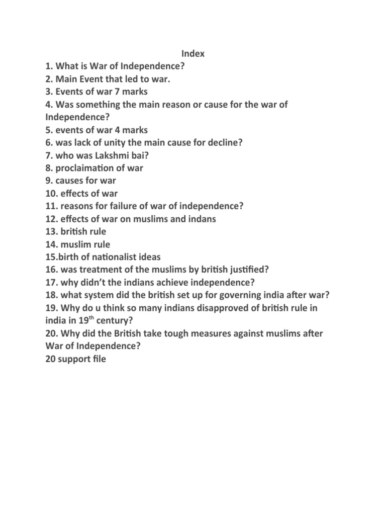 Causes and Events of 1857 Independence War | PDF | British Raj | Indian ...