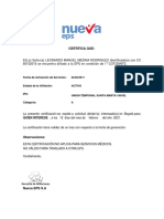 Certificado Afiliación EPS Leonardo Medina