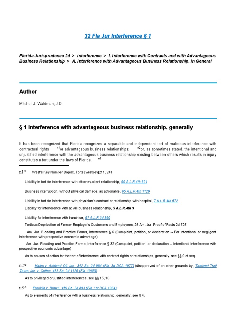 Tortious INterference With Business Relationship PDF Tortious