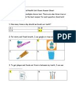 Dental Health Summative Assessment Answer Key