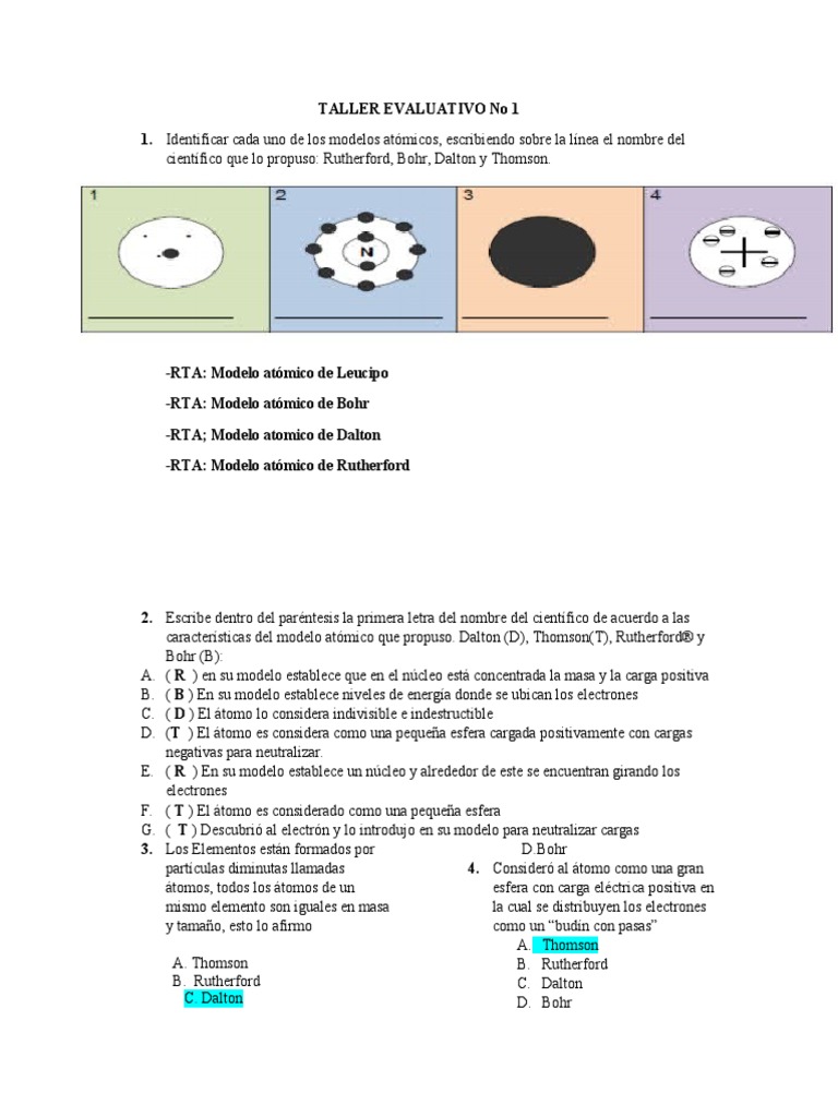 Taller 1 | PDF | Átomos | Núcleo atómico