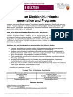 Canadian Dietitian/Nutritionist Information and Programs