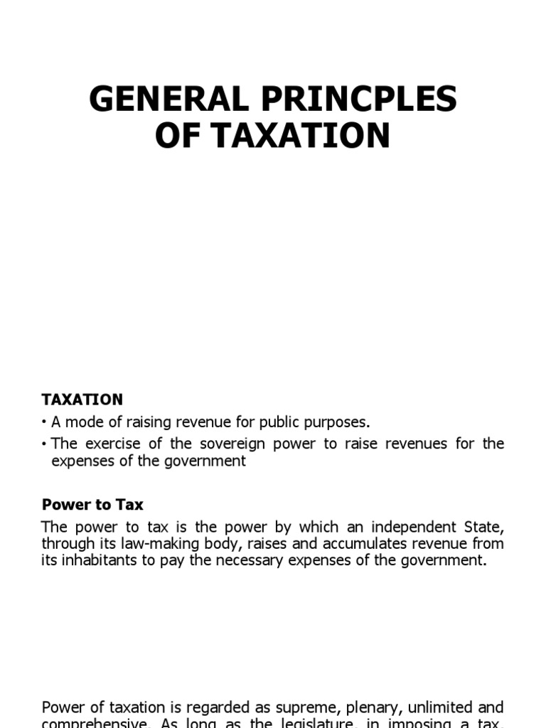 TAXATION General Principles PDF Fourteenth Amendment To The United