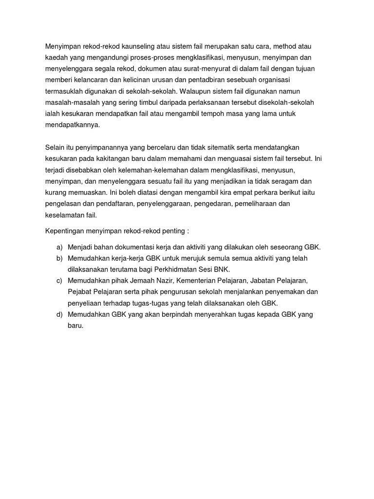 Kepentingan Menyimpan Rekod-Rekod BNK | PDF