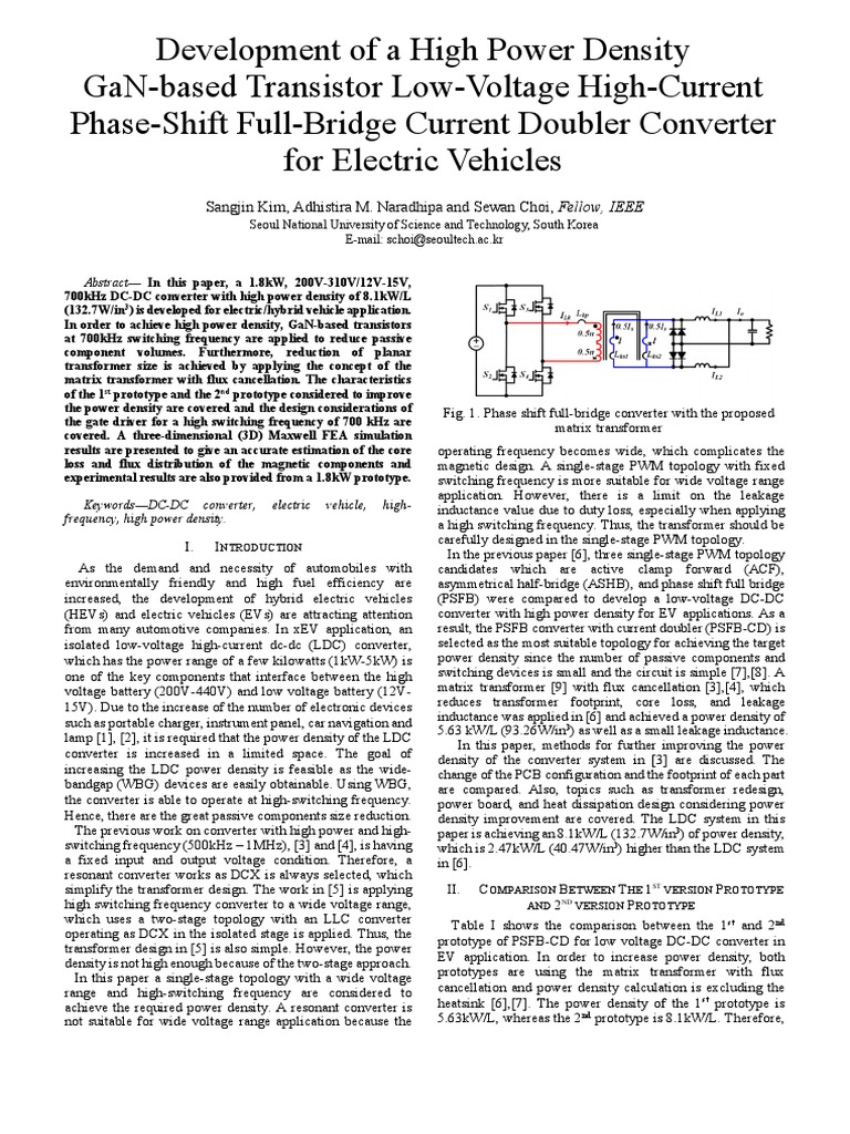 High Power Density Converter for EVs | PDF | Transformer | Inductance