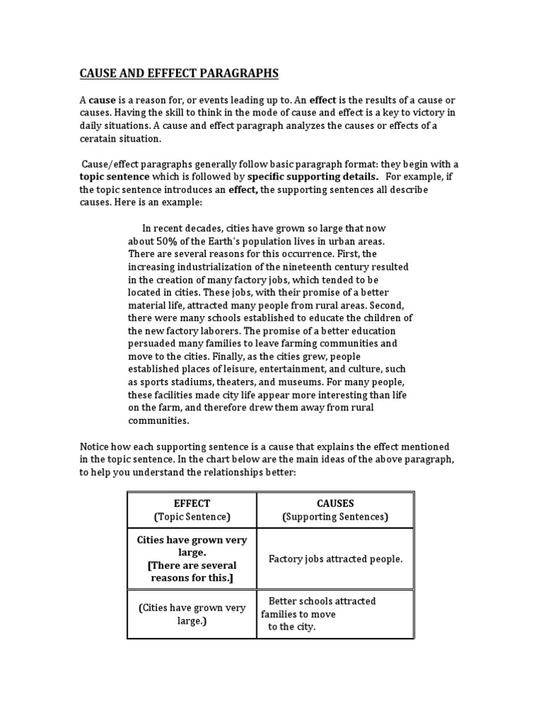 Cause and Effect Paragraphs Rev | Download Free PDF | Sentence ...
