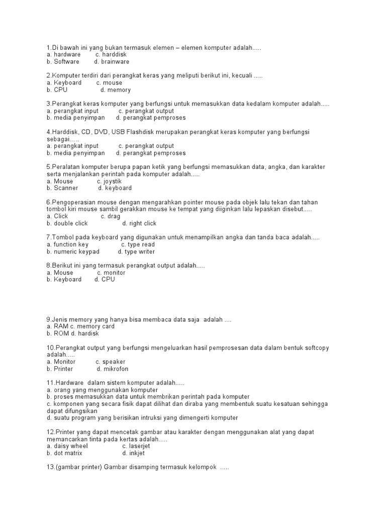 Soal Hardware Dan Software
